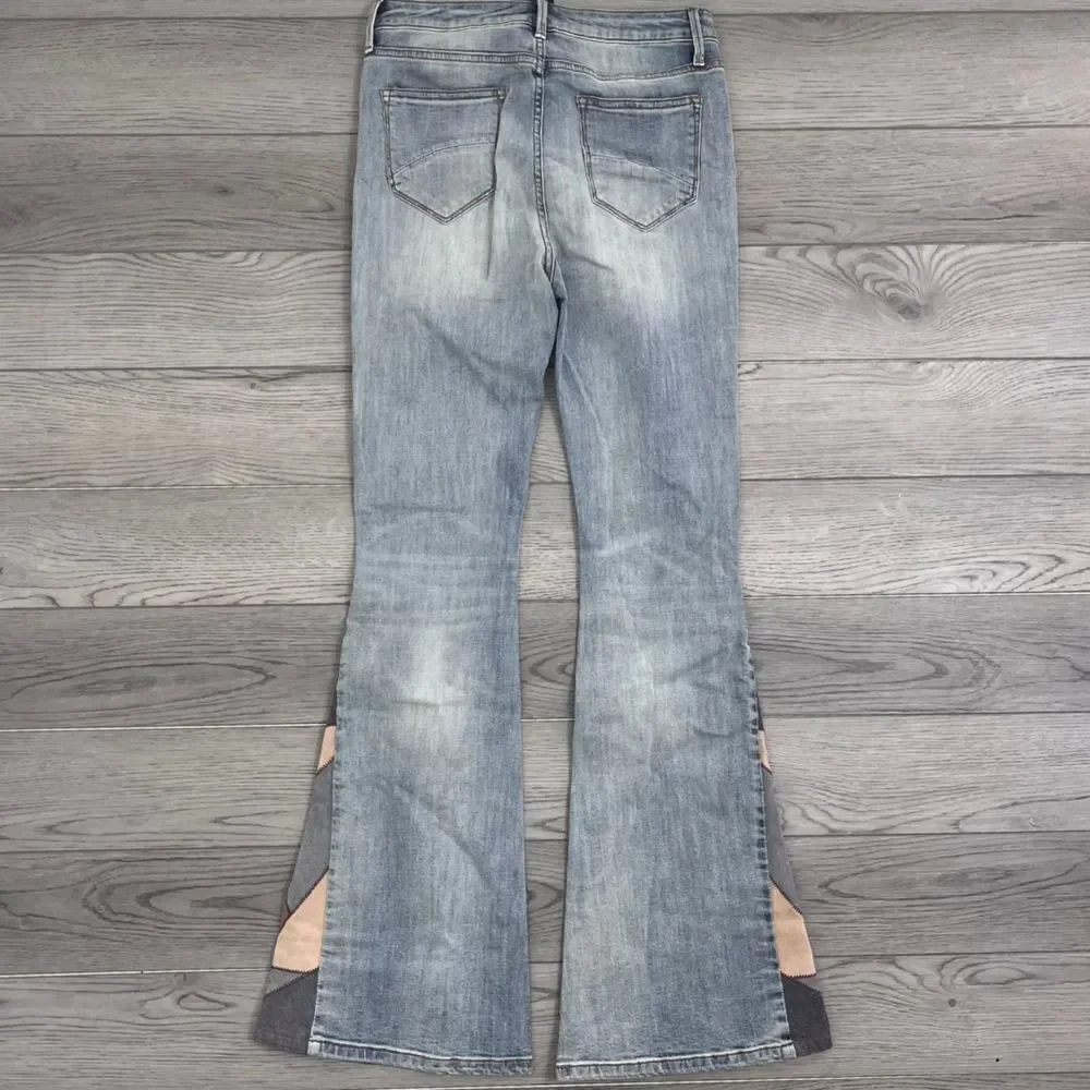 Driftwood Farrah Cowgirl Size 27 Patch Flare High Rise NEW Denim Retro Jeans
